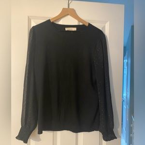 NWT LOFT blouse with sheer sparkle sleeves